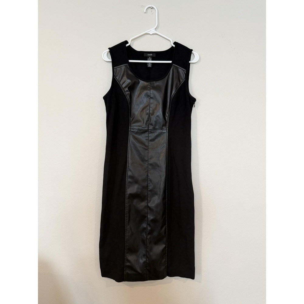 Alfani Brand Sleeveless Dress Size 10 Black With Leather Trim